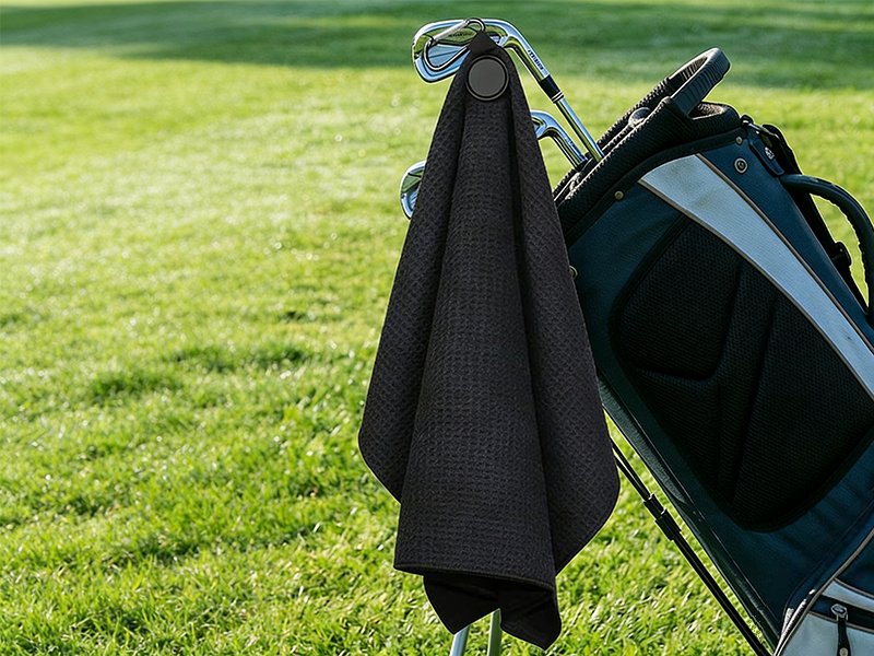 Waffle weave, magnetic clips, and high-density embroidery.