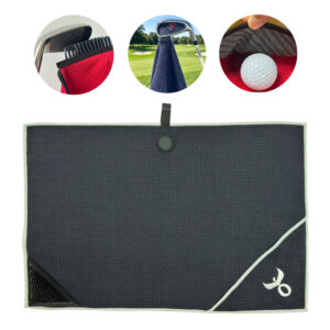 4-in-1 Magnetic Golf Towel with Cleaning Brush & Dirt Removal Pocket | Premium Waffle Microfiber Golf Club Cleaner