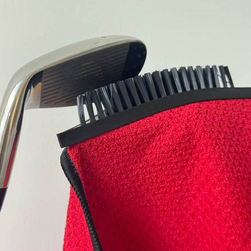 4-in-1 Magnetic Golf Towel with Cleaning Brush & Dirt Removal Pocket | Premium Waffle Microfiber Golf Club Cleaner - 3