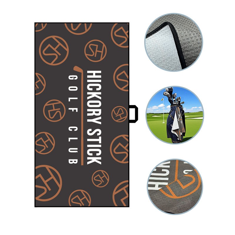 Horizontal Microfiber golf towel with Woven tape - 2