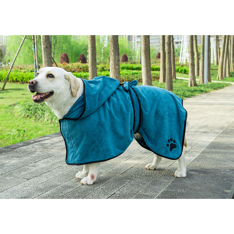 400gsm strap style pet bathrobe, available in multiple colors and customizable logo